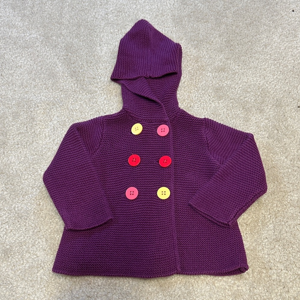 Purple Kids Hooded Jacket with Colorful Buttons